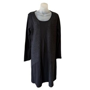 Kokomarina Gray and Black Long Sleeve Sheath Dress